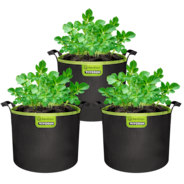 3-Pack 3-Gallon AeroBase Grow Bags, Durable Mesh Fabric Plant Container with Breathable Base and Sturdy Handles, Black