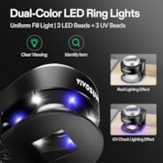 30X Rechargeable Loupe Magnifier with Optical Glass Lens and Lights