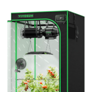 AUSVERKAUF | Smart Growbox Komplettset Pro 80 x 80 x 160 cm, Komplettsystem für 2 Pflanzen, mit WiFi E42A+ Controller, 100W AeroLight LED Pflanzenlampe, 10 cm AeroZesh T4 Abluftset und AeroWave E6 Gen2 Clip Fan