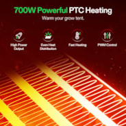 AeroFlux W70 PTC Grow Tent Heater with Thermostat, App & VPD Monitoring for Indoor Grow Tent Climate Control