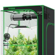 Smart Grow Tent Kit GIY-SGS-44 Pro 4x4, 4-Plant Complete System, with WiFi E42A Controller, 400W AeroLight Wing LED Grow Light, 6-inch AeroZesh T6 Ventilation Combo, and AeroWave E6 Gen2 Clip-on Fan