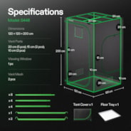 Grow Tent 4x4 S448, High Reflective Mylar with 1680D Oxford Canvas & Heavy-Duty Metal Support 48"x48"x80"