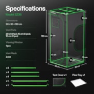Grow Tent 3x3 S336, High Reflective Mylar with 1680D Oxford Canvas & Heavy-Duty Metal Support 36"x36"x72"