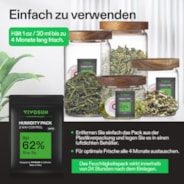 62% RH Two-Way Humidity Control Packs, Size 8 g, 10 Packs, Each for Storing 1 oz, Moisture Balancer with RH Indicator Card for Food & Herb Storage