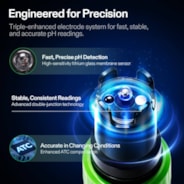 pH Meter, High Accuracy pH Tester with ATC, Digital pH Pen 0.00–14.00 ±0.1pH, Portable Nutrient Test Meter with Interchangeable Probe for Water