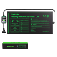 Seedling Heat Mat with Dual Digital Display Thermostat, 10" x 20.75" Black Warm Hydroponic Heating Pad for Seed Germination