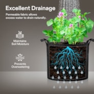 50 Gallon Grow Bags 1-Pack Black Thickened Nonwoven Fabric Pots with Handles