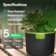 3-Pack 5-Gallon AeroBase Grow Bags, Durable Mesh Fabric Plant Container with Breathable Base and Sturdy Handles, Black