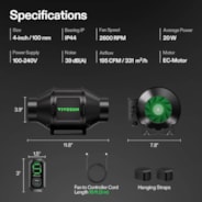 AeroZesh G4 Inline Fan 4″ with E12 Speed Controller, PWM-Controlled EC Fan for Grow Tent Ventilation