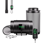 Smartes Abluftset 20 cm, AeroZesh G8 Rohrventilator mit E12-Geschwindigkeitsregler, Kohlefilter & Rohrkombination