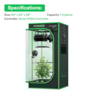 Smart Grow Tent Kit GIY-SGS-22 Pro 2x2, 1-Plant Complete System, with WiFi E42A Controller, 100W AeroLight LED Grow Light, 4-inch AeroZesh T4 Ventilation Combo, and AeroWave E6 Gen2 Clip-on Fan