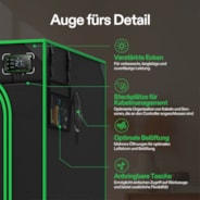 Growbox Pro 90x90x180cm P336, für 2-4 Pflanzen, großes Frontfenster, für den Indoor-Pflanzenanbau