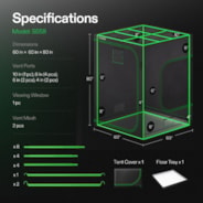 Carpa de cultivo S558 de 150 x 150 x 200 cm, Mylar de alta reflectividad con lona Oxford 1680D y estructura metálica reforzada