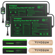 Seedling Heat Mat with Dual Digital Display Thermostat, 10" x 20.75" Black Warm Hydroponic Heating Pad for Seed Germination, 2 Pack