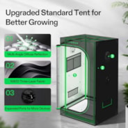 Smart Grow Tent Kit 2x2 Complete Indoor Grow System with Smart Controller, Full-Spectrum LED Grow Light & Ventilation Automation System, 1680D Mylar Tent 24"x24"x48"