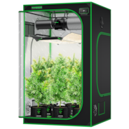 Smart Grow Tent Kit GIY-SGS-44 4x4, 4-Plant Complete System, with WiFi E42A+ Controller, 400W AeroLight Wing LED Grow Light, 6-inch AeroZesh G6 Ventilation Combo