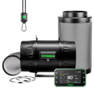 Smart Air Filtration PRO Kit 8", AeroZesh T8 Inline Duct Fan with GrowHub E42A+, Temperature Humidity Controller, Carbon Filter & Ducting Ventilation System for Grow Tent, Hydroponics