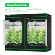 Smart Grow Tent Kit GIY-SGS-84 4x8, 8-Plant Complete System, with WiFi E42A Controller, 2x 400W AeroLight Wing SE LED Grow Light, and 8-inch AeroZesh G8 Ventilation Combo