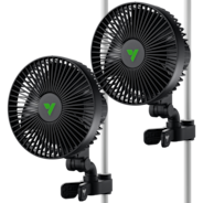 AeroWave A6 Grow Tent Clip Fan, 6" Auto Oscillating Fan with AC Motor, for Hydroponic Ventilation, Black, 2-Pack