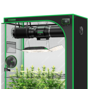 Smart Growbox Komplettset GIY-SGS-52 150 x 80 x 200 cm, Komplettsystem für 3 Pflanzen, mit WiFi E42A Controller, 200W AeroLight Wing LED Pflanzenlampe, 15 cm AeroZesh T6 Abluftset und AeroWave E6 Gen2 Gen2 Clip Fan