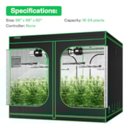 Standard Grow Tent Kit GIY-88 8x8, 16-Plant Complete System, with 4x 430W VSFL4300 LED Grow Light, and 2x 8-inch Ventilation Combo