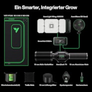 Smart Growbox Komplettset GIY-SGS-33 Pro 90 x 90 x 180 cm, Komplettsystem mit 3 Pflanzen, mit WiFi E42A+ Controller, 200W AeroLight Wing LED Pflanzenlampe, 10 cm AeroZesh T4 Abluftset und AeroWave E6 Gen2 Gen2 Clip Fan