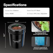 5 Gallon DWC Hydroponic System Kit (2 Bucket, Black)