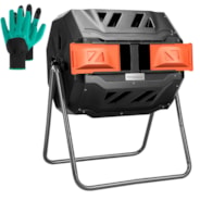 Tumbling Composter Dual Rotating Batch Compost Bin 43 Gallon Orange