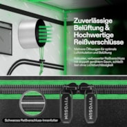 Standard Growbox Komplettset GIY-27 80x80x160cm, Komplettsystem für 2 Pflanzen, mit 150W VS1500 LED Pflanzenlampe, 10 cm Belüftungskombination