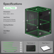 Grow Tent Pro P558 150 x 150 x 200 cm, High Reflective Mylar with 2000D Oxford Canvas & Heavy-Duty Metal Support
