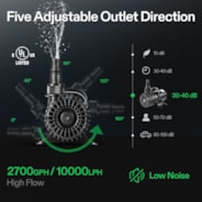 2700 GPH Submersible Water Pump 120W Ultra Quiet Pump High Lift for Pond Waterfall