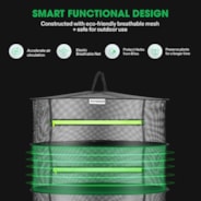 8-Layer Mesh Drying Rack Hanging Design with Green Zippers