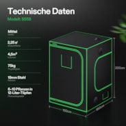 Growbox 150x150x200 cm S558, für 6-10 Pflanzen, 600D lichtdichtes Oxford-Gewebe, für den Indoor-Pflanzenanbau