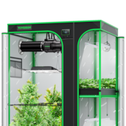 Smart 2-in-1 Grow Tent Kit GIY-SGS-54 4x5, 4-Plant Complete System, with WiFi E42A Controller, AeroLight Wing AW400SE LED Grow Light, and 6-inch AeroZesh G6 Ventilation Combo