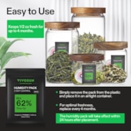 62% RH Two-Way Humidity Control Packs, Size 4 g, 10 Packs for Storing 1/2 oz, Moisture Balancer with RH Indicator Card for Food & Herb Storage