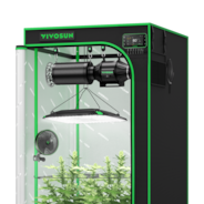Smart Grow Tent Kit GIY-SGS-27 Pro 2.7x2.7, 2-Plant Complete System, with WiFi E42A+ Controller, 100W AeroLight LED Grow Light, 4-inch AeroZesh T4 Ventilation Combo, and AeroWave E6 Gen2 Clip-on Fan