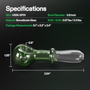 4” Classic Spoon Pipe, Glass Dry Pipe with Single Hole Push Bowl, Green