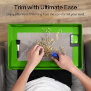 2-in-1 Trimming Tray 20" x 13", with 150 Micron Mesh Sifter, Bottom Harvest Bin, Brush and Magnifying Card, Green