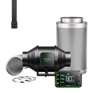 Smart Air Filtration Kit Pro 4″, AeroZesh S4 Inline Fan with E42A Temp. Humidity WiFi Controller, Carbon Filter & Ducting Combo