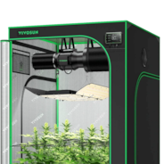 Smart Growbox Komplettset GIY-SGS-44 120 x 120 x 200 cm, Komplettsystem für 4 Pflanzen, mit WLAN E42A Controller, 400W AeroLight Wing SE LED Pflanzenlampe und 15 cm AeroZesh G6 Abluftset