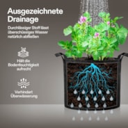 15 Gallon Grow Bags 5-Pack Black Thickened Nonwoven Fabric Pots with Handles