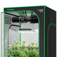 Smart Grow Tent Kit GIY-SGS-44 4x4, 4-Plant Complete System, with WiFi E42A Controller, 2x 200W AeroLight Wing SE LED Grow Light, and 6-inch AeroZesh G6 Ventilation Combo