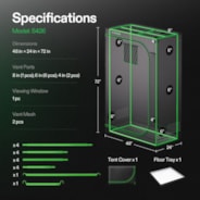 Grow Tent S426 120 x 60 x 180 cm, High Reflective Mylar with 1680D Oxford Canvas & Heavy-Duty Metal Support