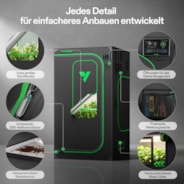 Growbox Pro P346 100 x 100 x 180 cm Indoor Grow Tent 2000D Oxford-Gewebe Hochreflektierendes Mylar und stabile Metallstangen