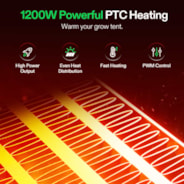 AeroFlux W120 PTC Grow Tent Heater with Thermostat, App & VPD Monitoring for Indoor Grow Tent Climate Control