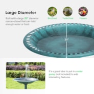 28” Polyresin Lightweight Antique Bird Bath for Outdoors, Gardens, Patio, Yard, Deck, Green