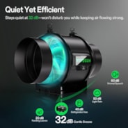 AeroZesh T6 Inline Fan 6″ with E12 Speed Controller, PWM-Controlled EC Fan for Grow Tent Ventilation