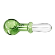 4” Classic Spoon Pipe, Glass Dry Pipe with Single Hole Push Bowl, Green