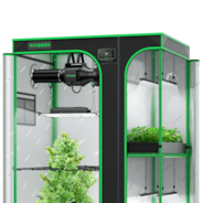 Smart 2-in-1 Grow Tent Kit GIY-SGS-43 3x4, 2-Plant Complete System, with WiFi E42A+ Controller, AeroLight Wing AW200SE LED Grow Light, and 4-inch AeroZesh G4 Ventilation Combo