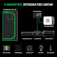 Smart Growbox Komplettset GIY-SGS-27 80 x 80 x 160 cm, Komplettsystem für 2 Pflanzen, mit WLAN E42A Controller, 150W AeroLight SE LED Pflanzenlampe und 10 cm AeroZesh G4 Abluftset